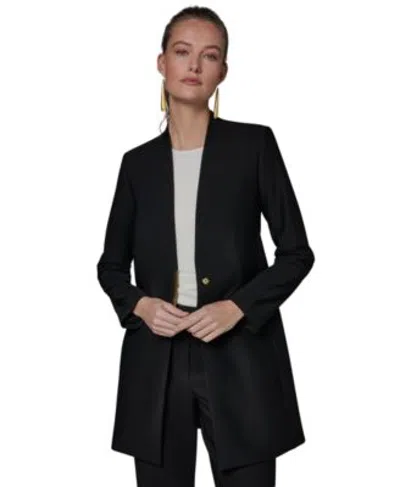 Donna Karan Womens V Neck Jacket In Black