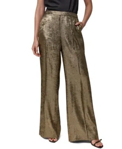 Donna Karan Womens Wide Leg Pull On Metallic Pants In Gold