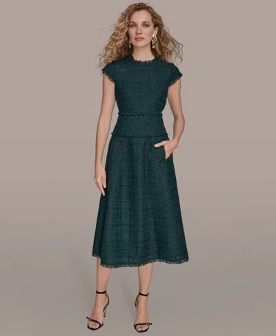 DONNA KARAN WOMEN'SÂ TWEED CAP SLEEVE A-LINE MIDI DRESS