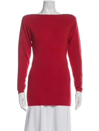 Pre-owned Donna Karan Wool Bateau Neckline Sweater In Red