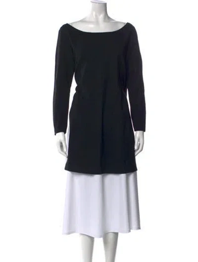 Pre-owned Donna Karan Wool Bateau Neckline Tunic In Black