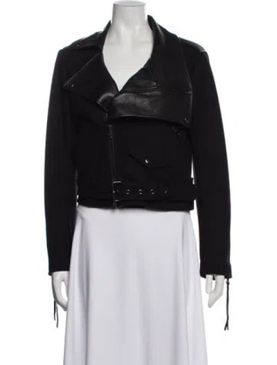 Pre-owned Donna Karan Wool Biker Jacket In Black