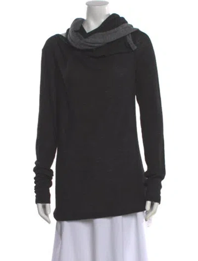 Pre-owned Donna Karan Wool Cowl Neck Sweater In Gray
