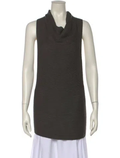 Pre-owned Donna Karan Wool Cowl Neck Sweater In Green