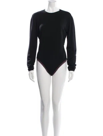 Pre-owned Donna Karan Wool Crew Neck Bodysuit In Black