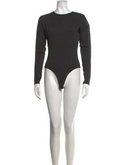 Pre-owned Donna Karan Wool Crew Neck Bodysuit In Grey