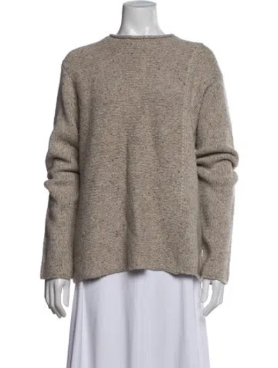 Pre-owned Donna Karan Wool Crew Neck Sweater In Green