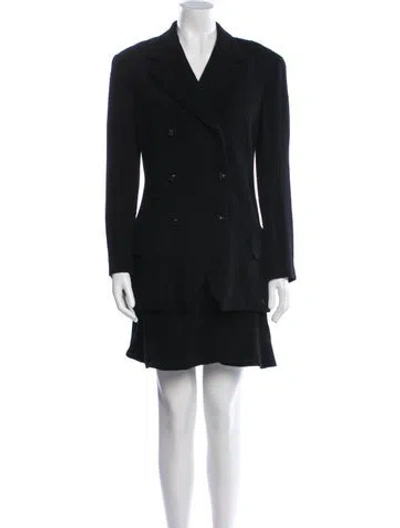 Pre-owned Donna Karan Wool Crystal Embellishments Skirt Suit In Black