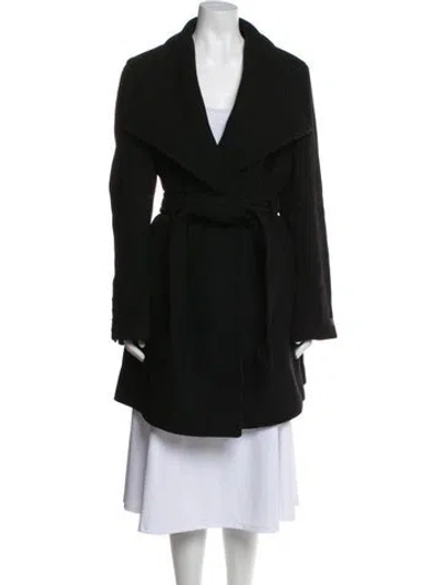 Pre-owned Donna Karan Wool Faux Fur Coat In Black