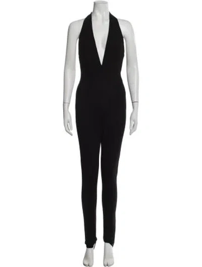 Pre-owned Donna Karan Wool Halterneck Jumpsuit In Black