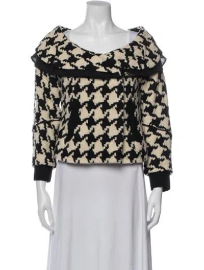 Pre-owned Donna Karan Wool Houndstooth Print Jacket
