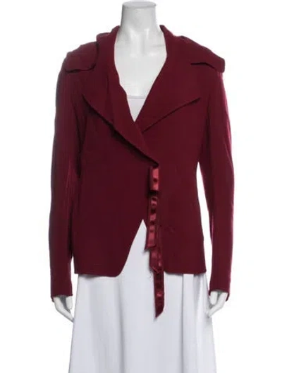 Pre-owned Donna Karan Wool Jacket In Burgundy