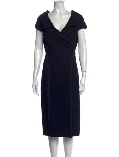 Pre-owned Donna Karan Wool Knee-length Dress In Black