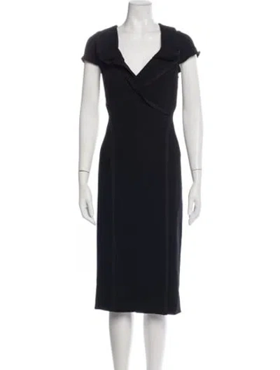 Pre-owned Donna Karan Wool Knee-length Dress In Black
