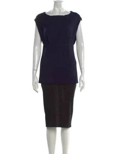 Pre-owned Donna Karan Wool Knee-length Dress In Blue