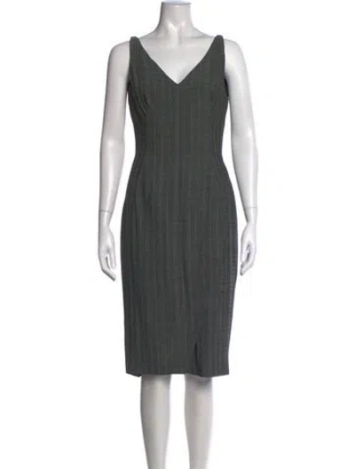 Pre-owned Donna Karan Wool Knee-length Dress In Grey