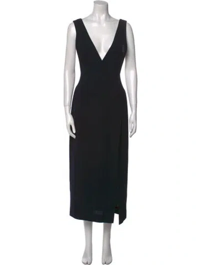 Pre-owned Donna Karan Wool Long Dress In Black
