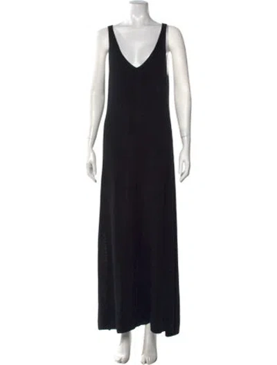 Pre-owned Donna Karan Wool Long Dress In Black