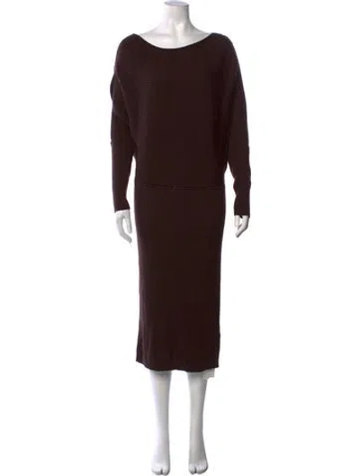Pre-owned Donna Karan Wool Long Dress In Brown