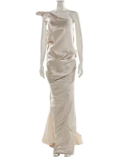 Pre-owned Donna Karan Wool Long Dress In Neutral