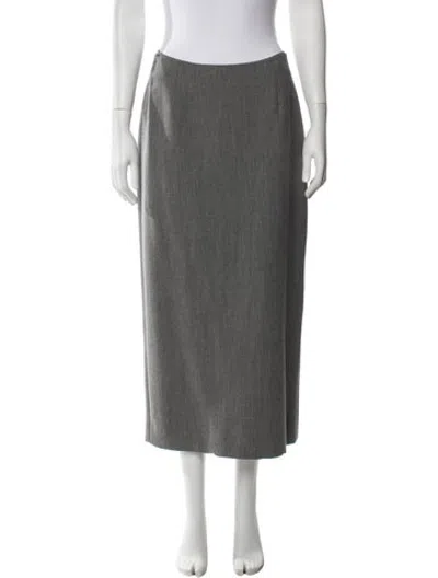 Pre-owned Donna Karan Wool Long Skirt In Grey