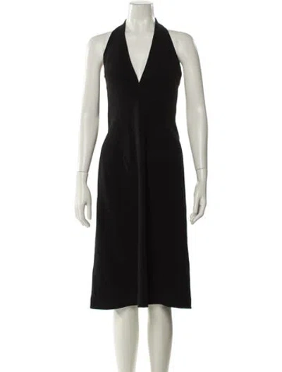 Pre-owned Donna Karan Wool Midi Length Dress In Black