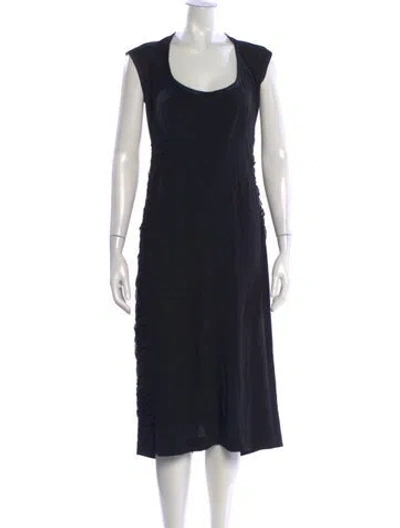 Pre-owned Donna Karan Wool Midi Length Dress In Black