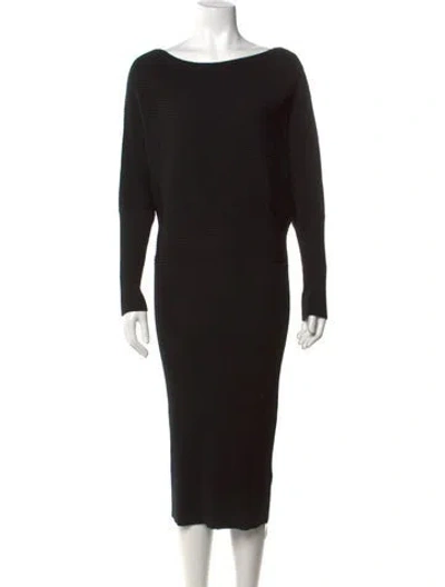 Pre-owned Donna Karan Wool Midi Length Dress In Black
