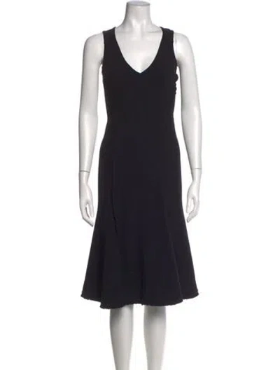 Pre-owned Donna Karan Wool Midi Length Dress In Black