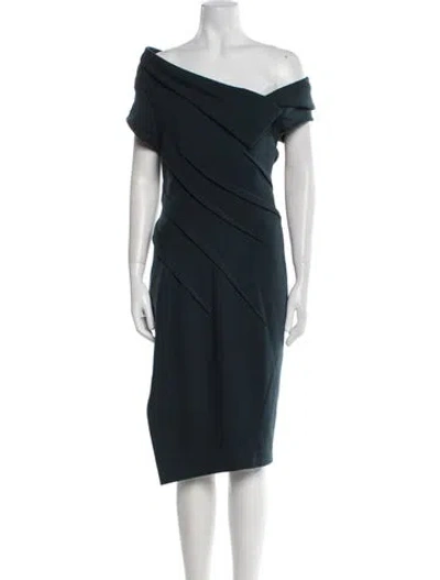 Pre-owned Donna Karan Wool Midi Length Dress In Blue