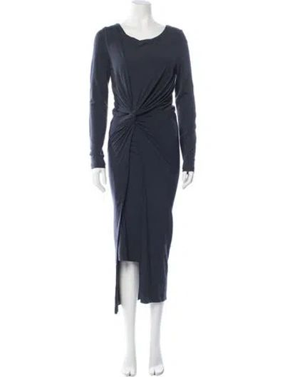 Pre-owned Donna Karan Wool Midi Length Dress In Blue