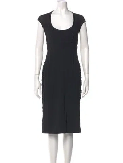 Pre-owned Donna Karan Wool Midi Length Dress In Gray