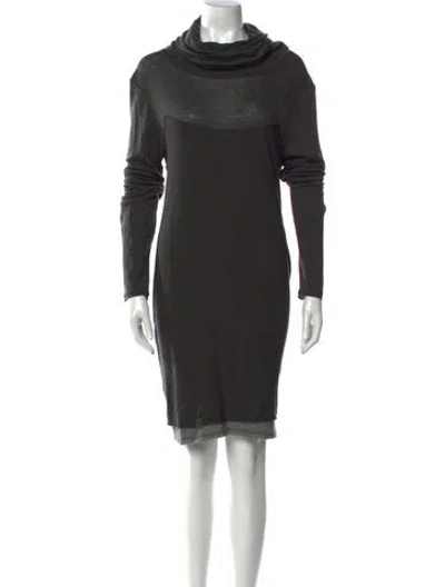 Pre-owned Donna Karan Wool Midi Length Dress In Gray