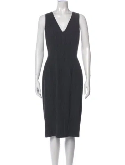 Pre-owned Donna Karan Wool Midi Length Dress In Gray