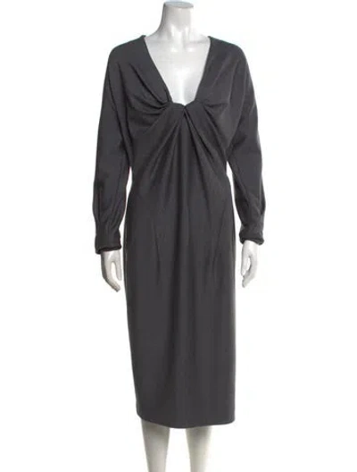 Pre-owned Donna Karan Wool Midi Length Dress In Gray