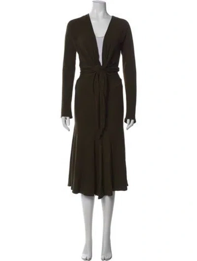 Pre-owned Donna Karan Wool Midi Length Dress In Green