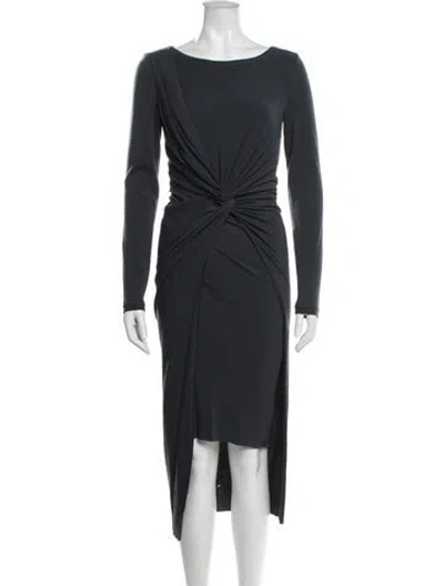 Pre-owned Donna Karan Wool Midi Length Dress In Grey