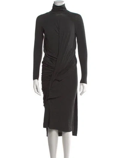 Pre-owned Donna Karan Wool Midi Length Dress In Grey