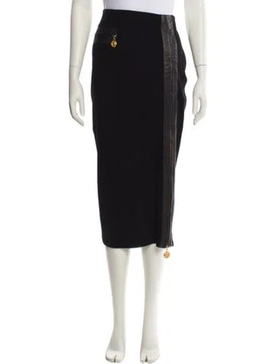 Pre-owned Donna Karan Wool Midi Length Skirt In Black
