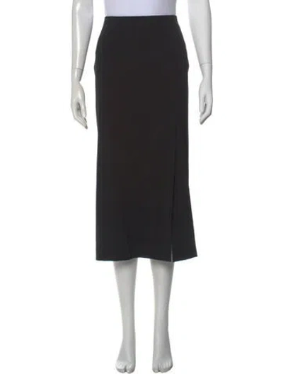 Pre-owned Donna Karan Wool Midi Length Skirt In Black