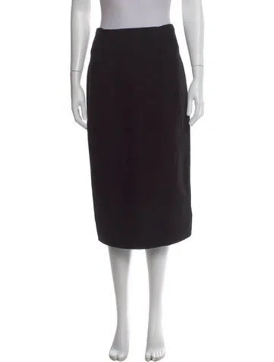 Pre-owned Donna Karan Wool Midi Length Skirt In Black