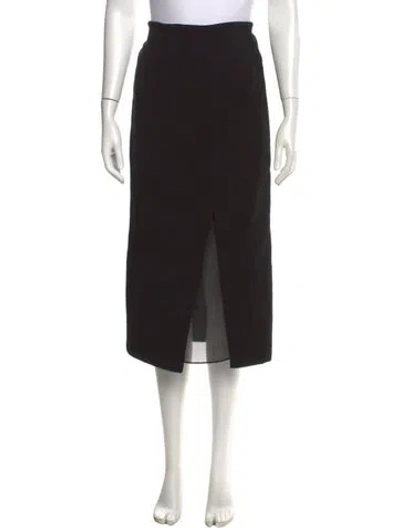 Pre-owned Donna Karan Wool Midi Length Skirt In Black