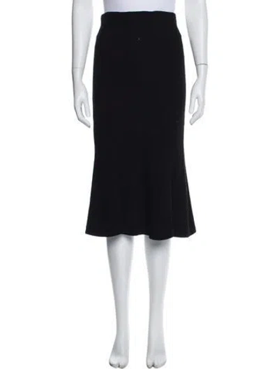 Pre-owned Donna Karan Wool Midi Length Skirt In Black