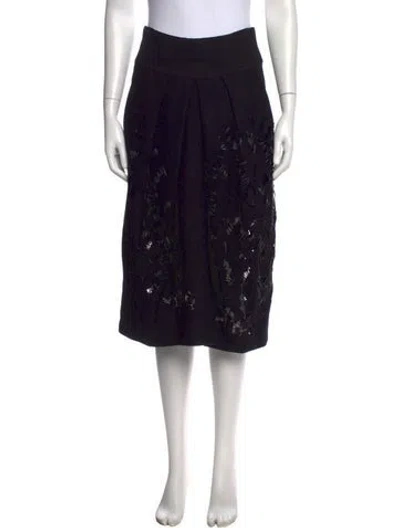 Pre-owned Donna Karan Wool Midi Length Skirt In Black