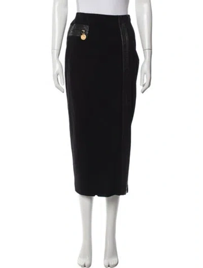 Pre-owned Donna Karan Wool Midi Length Skirt In Black