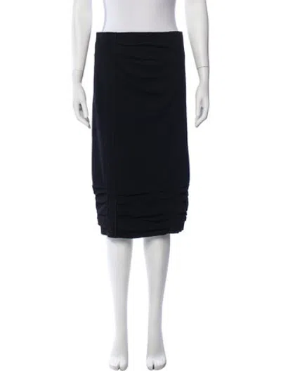 Pre-owned Donna Karan Wool Midi Length Skirt In Black