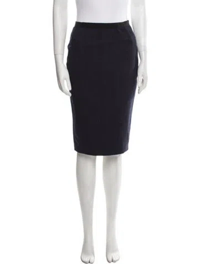 Pre-owned Donna Karan Wool Midi Length Skirt In Blue
