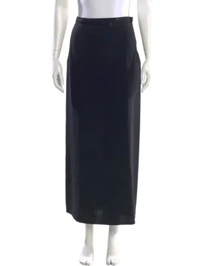 Pre-owned Donna Karan Wool Midi Length Skirt In Blue