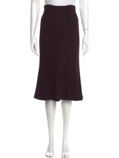 Pre-owned Donna Karan Wool Midi Length Skirt In Burgundy