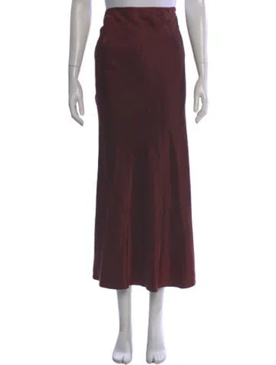 Pre-owned Donna Karan Wool Midi Length Skirt In Burgundy